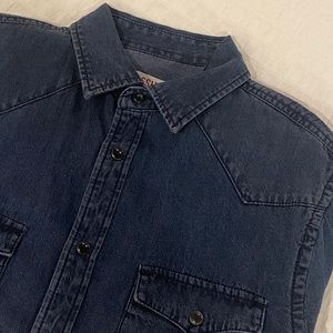 Faded dark blue Denim shirt w/ ornate buttons